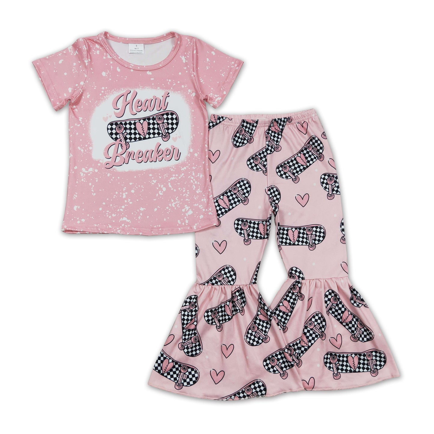 Heart breaker skateboard pink baby girls valentine's outfits