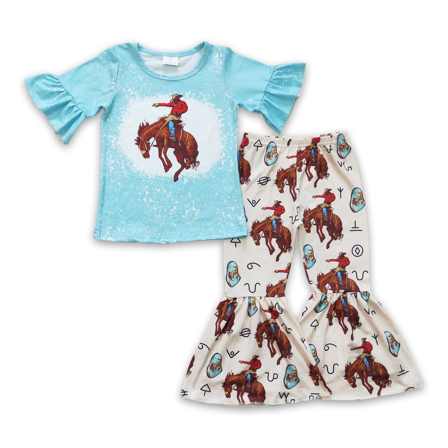 Horse rodeo shirt bell bottom pants western girls clothes