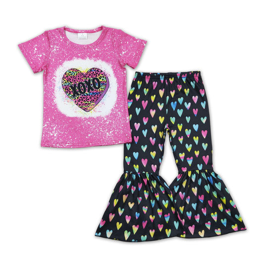 Heart leopard bleached kids girls valentine's clothing