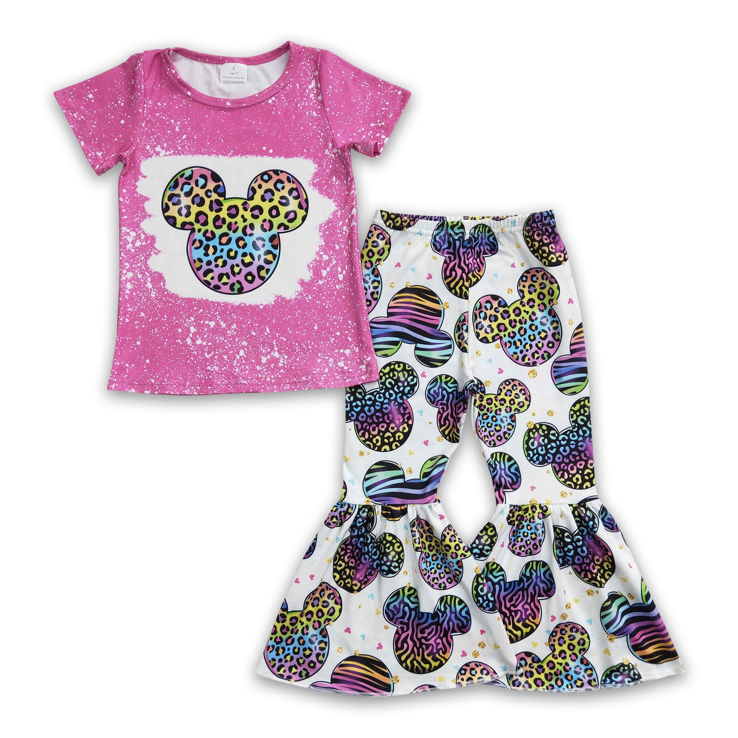 Hot pink colorful leopard mouse shirt pants cute girls clothing