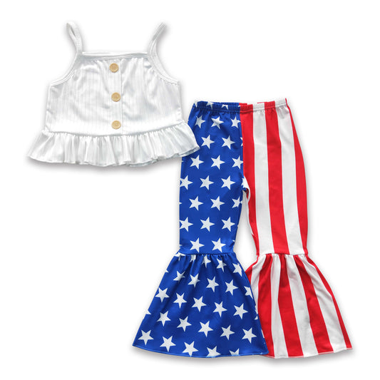 Crop top stars and stripe pants girls 4th of july outfits