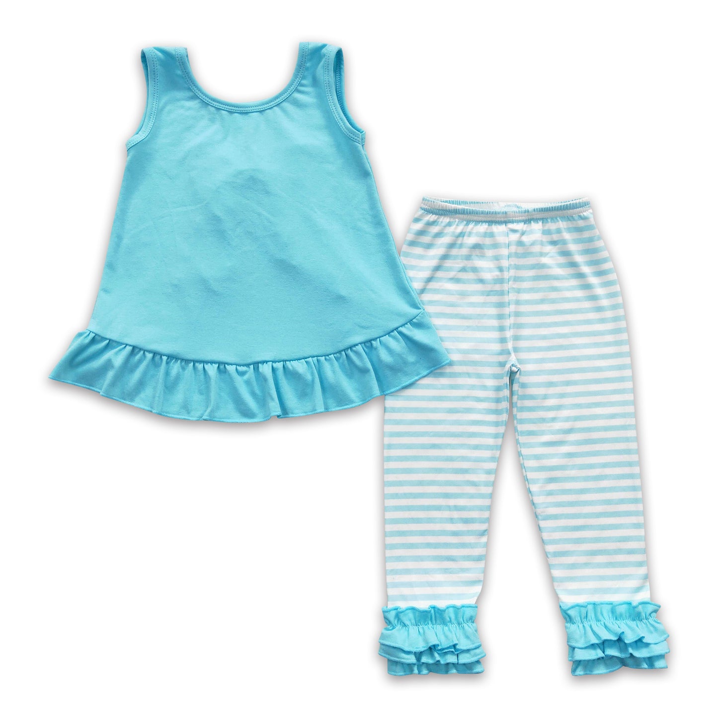 Aqua bow backless top stripe leggings girls spring clothes