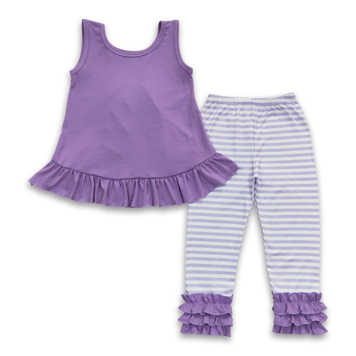 Lavender bow backless top stripe leggings girls spring clothes