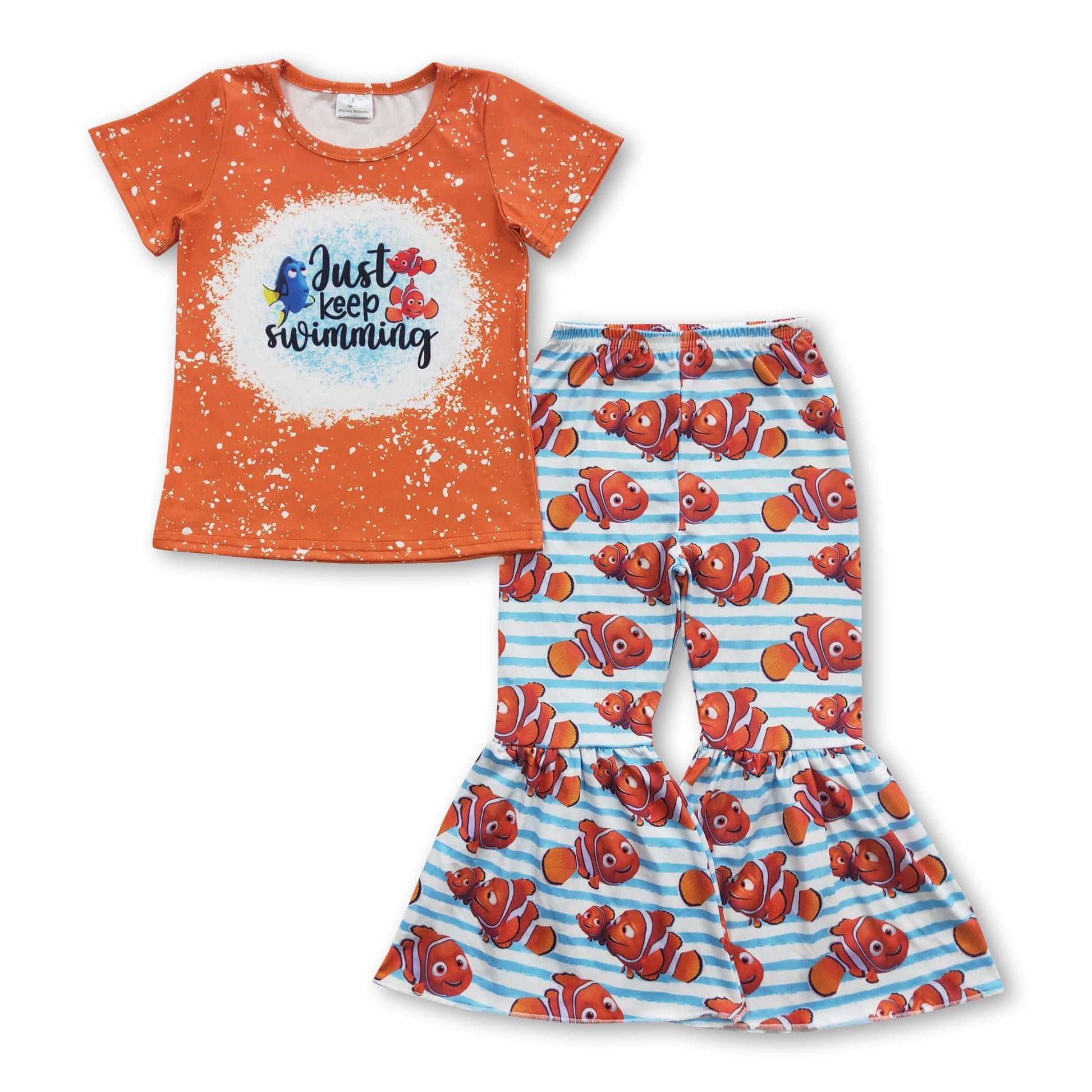 Just keep swimming fish pants girls clothing set – Western kids clothes