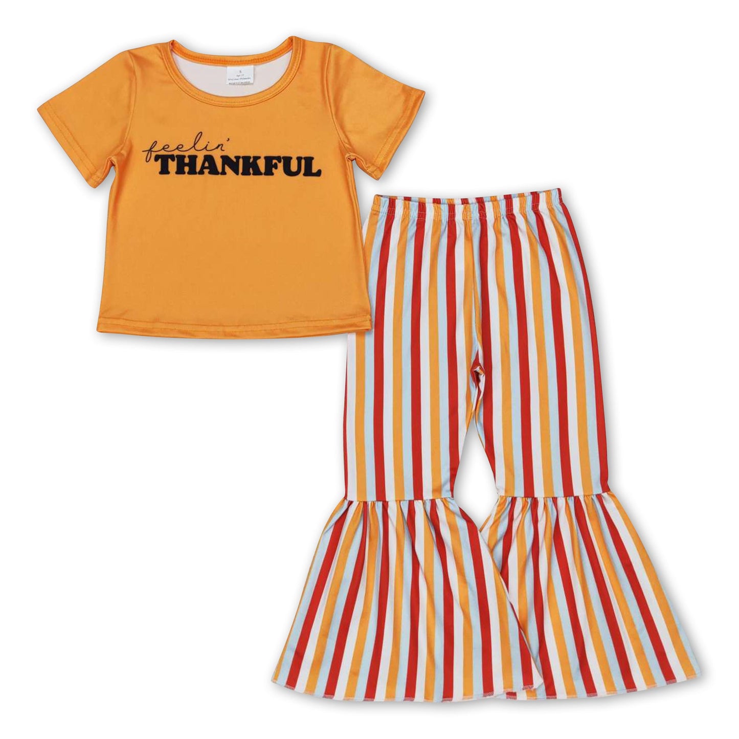 Feelin' Thankful top stripe pants girls Thanksgiving outfits