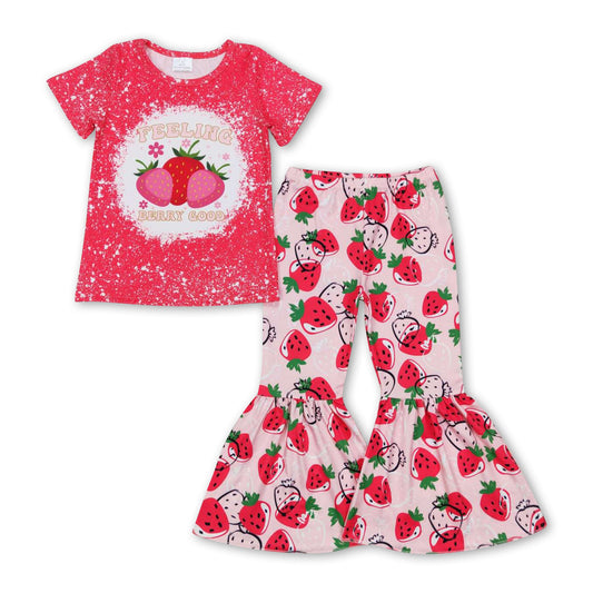 Feeling berry good strawberry girls clothing set