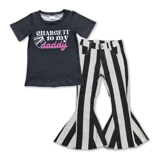 Charge it to my daddy top stripe jeans girls clothes