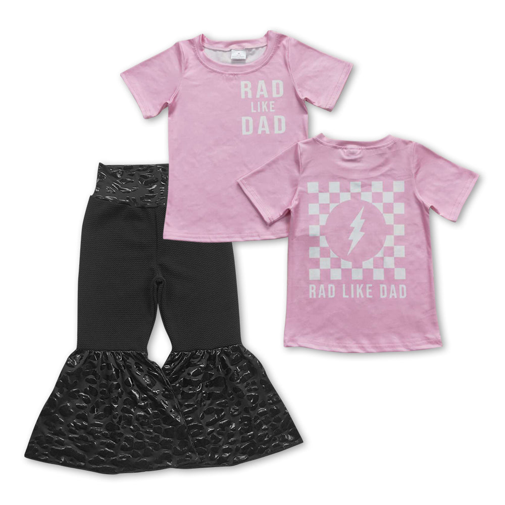 Pink plaid rad like dad top black pants kids girls clothes