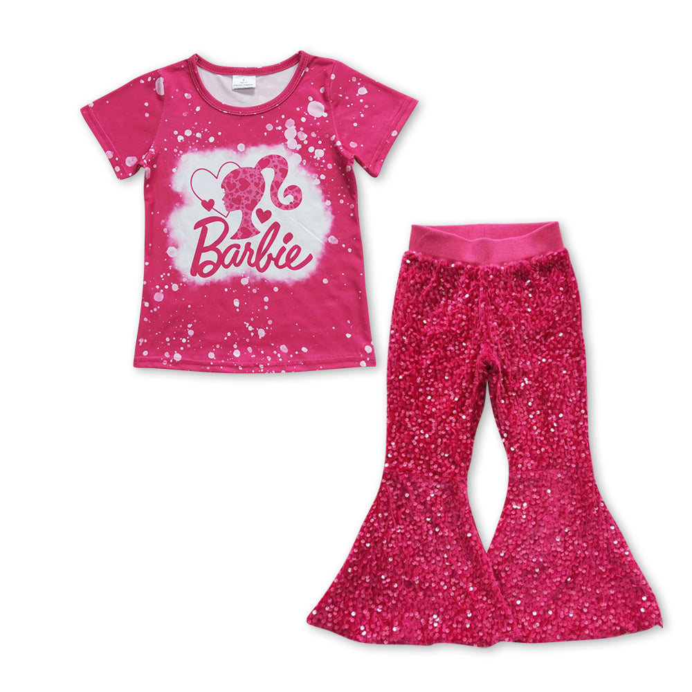 Hot pink bleached top sequin pants party girls outfits