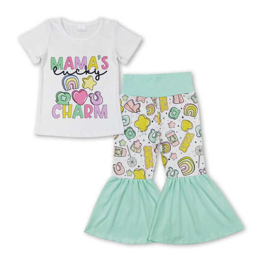 Mama's lucky charm unicorn rainbow girls st patrick's clothes