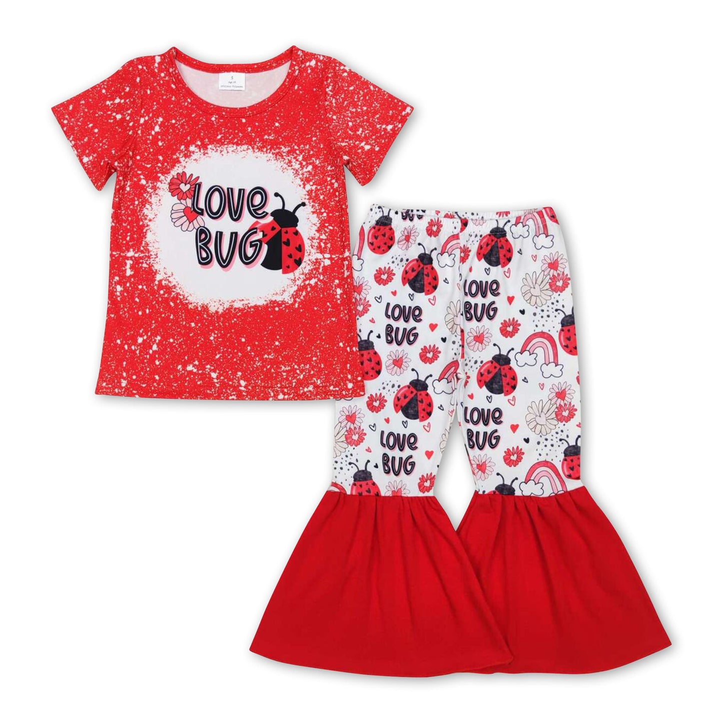 Love bug floral rainbow heart girls valentin'e outfits