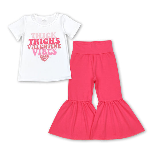 Heart valentine vibes top pants girls clothing set