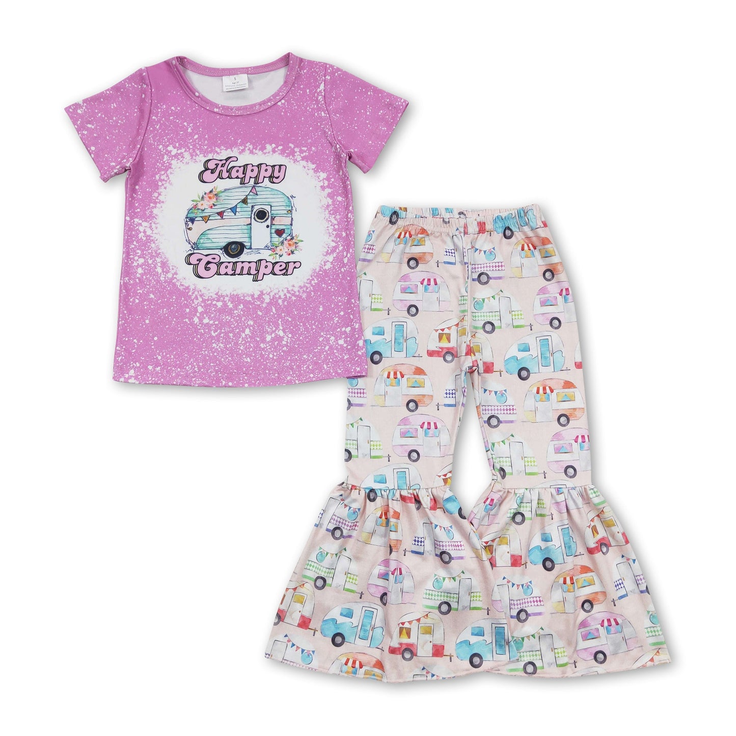 Pink happy camper top pants kids girls clothes