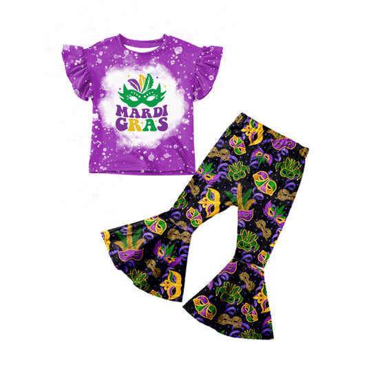 Purple bleached mardi gras top pants girls clothes