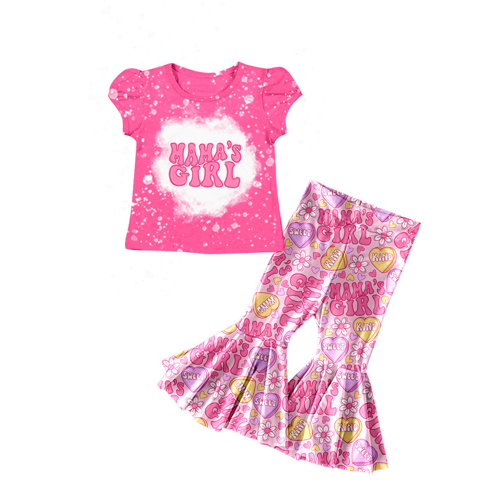 Hot pink mama's girl top bell bottom pants baby clothes