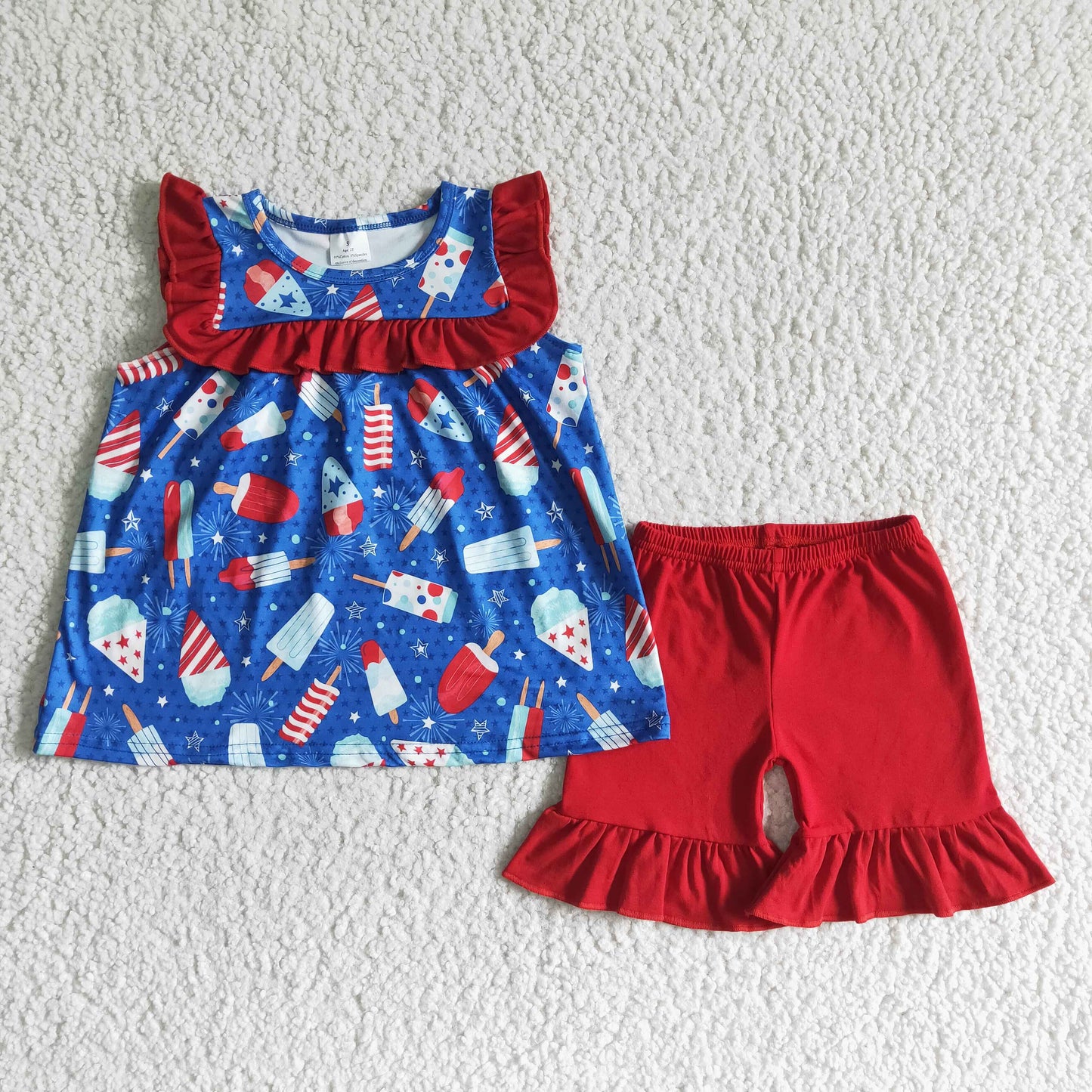 Popsicle shirt ruffle shorts girls 4th of july clothing