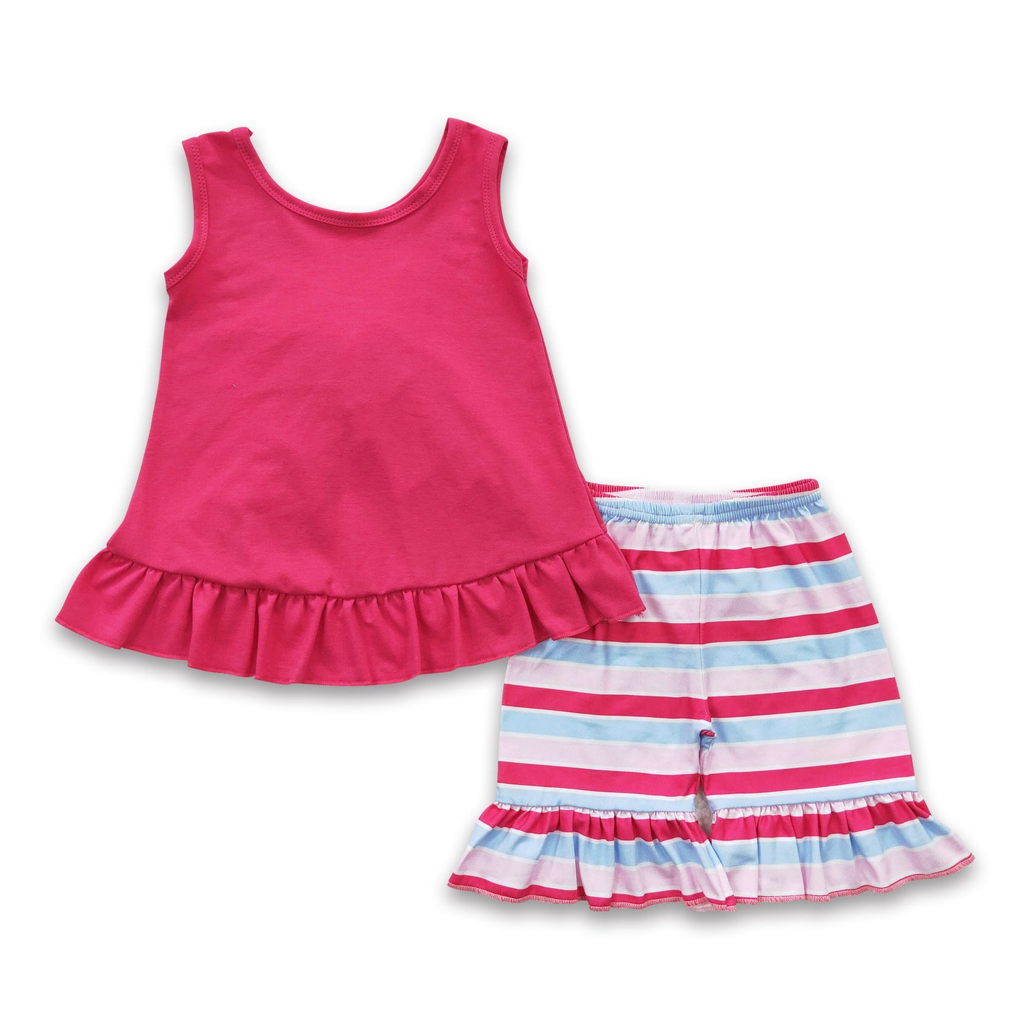 Backless bow shirt stripe shorts girls summer clothes