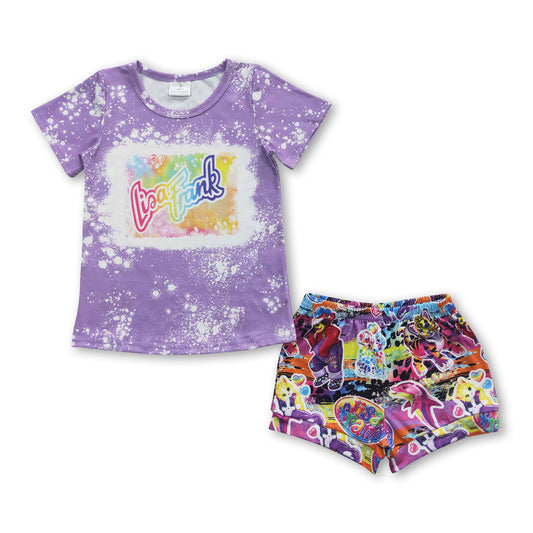 Bleached shirt colorful tiger shorts girls summer clothes