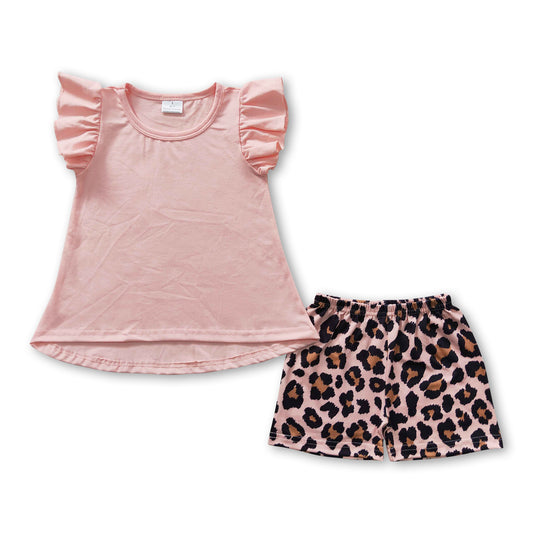 cotton shirt leopard shorts girls summer clothes