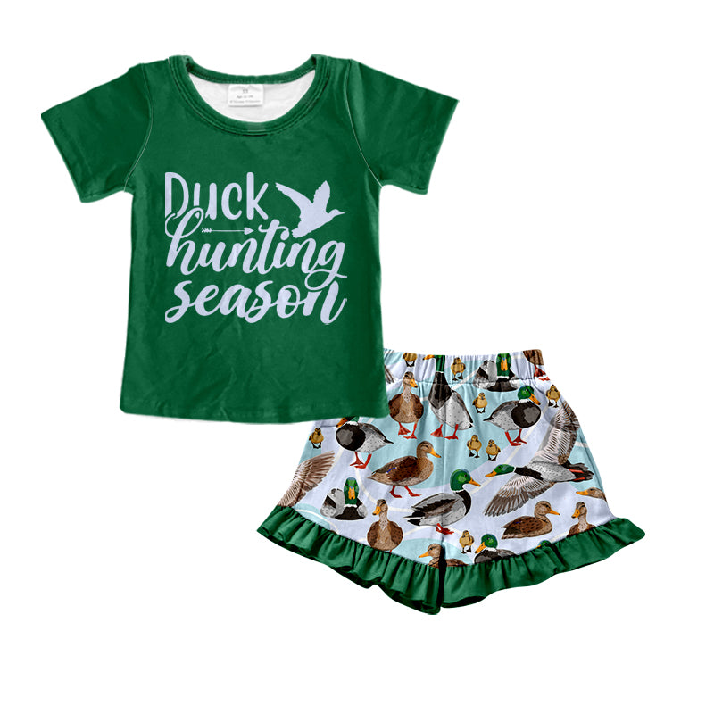 Green duck hunting season shorts girls summer clothes