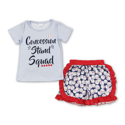 Concession stand squad top baseball shorts girls clothes