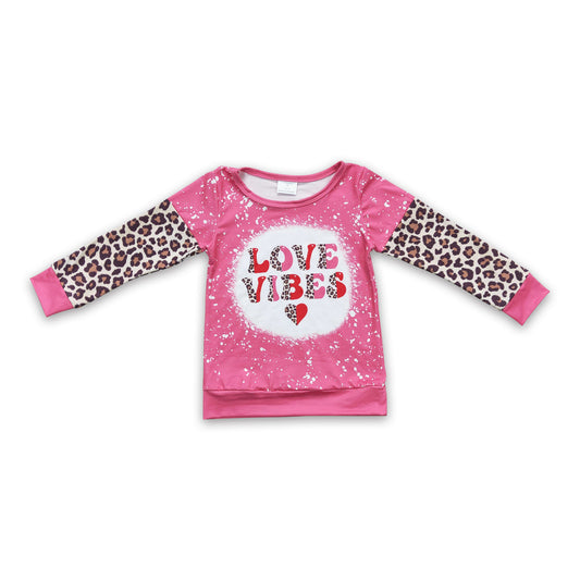 Love vibes heart leopard kids girls valentine's day sweatshirt