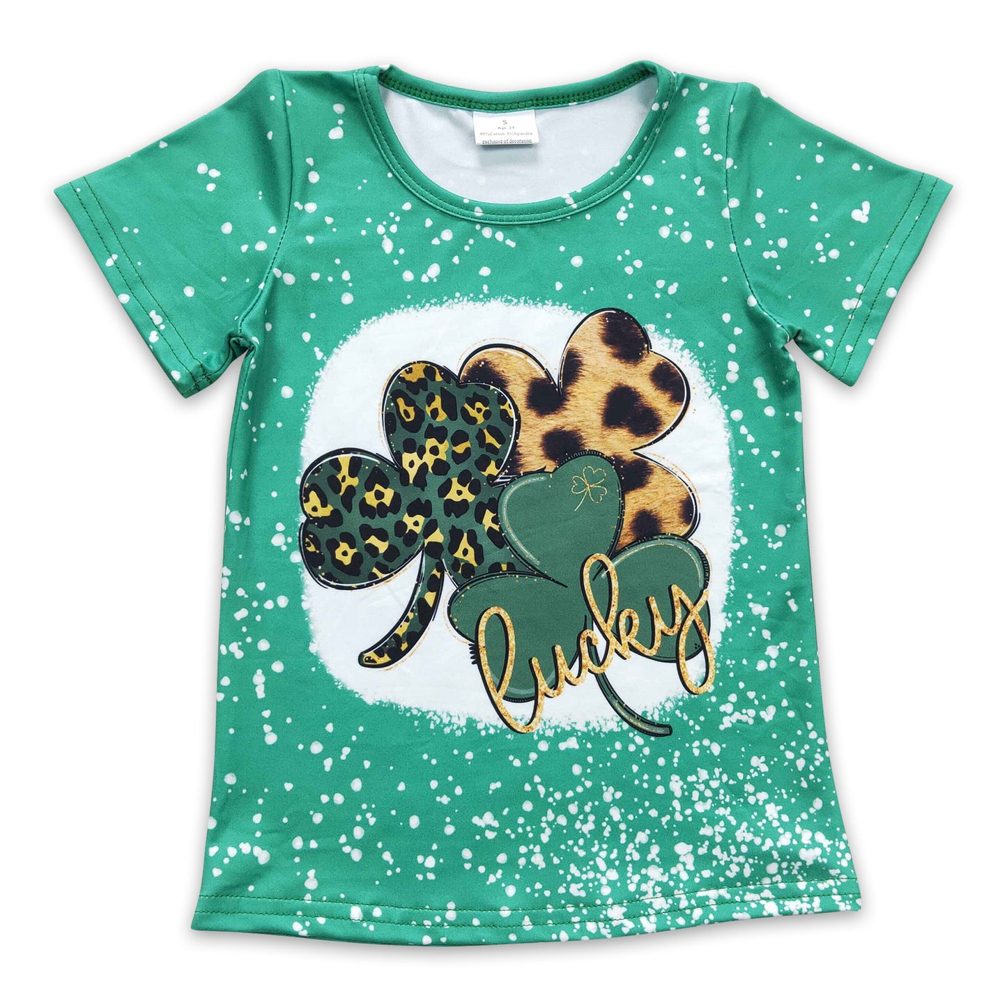 Clover lucky green short sleeves baby girls st patrick's shirt