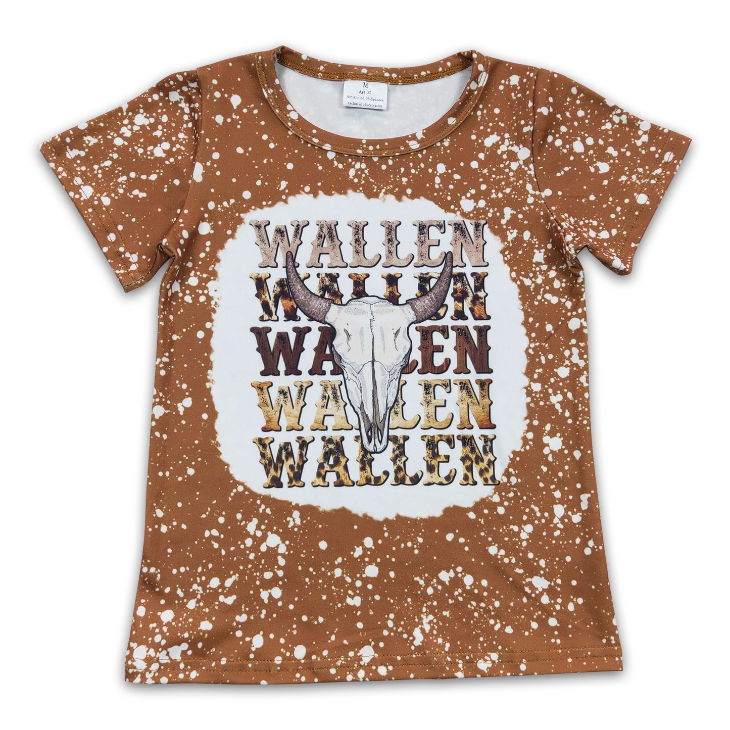 Bull skull brown bleached kids girls singer shirt