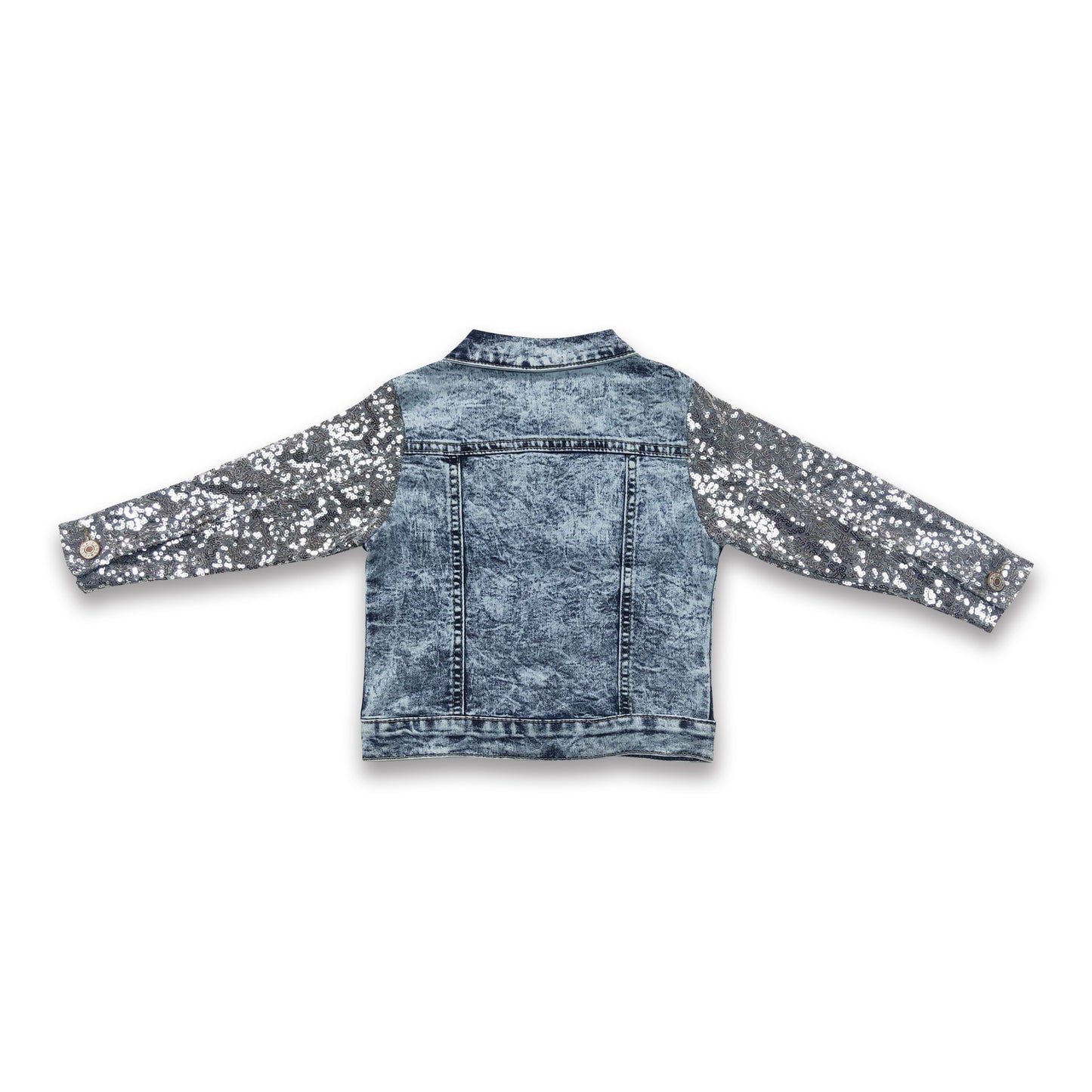 Silver sequin long sleeves girls denim jackets