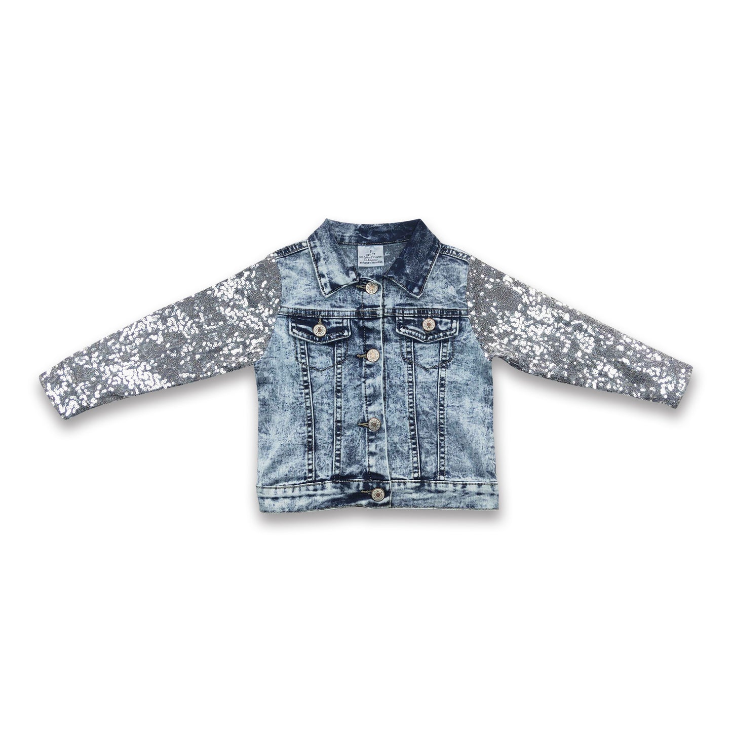 Silver sequin long sleeves girls denim jackets