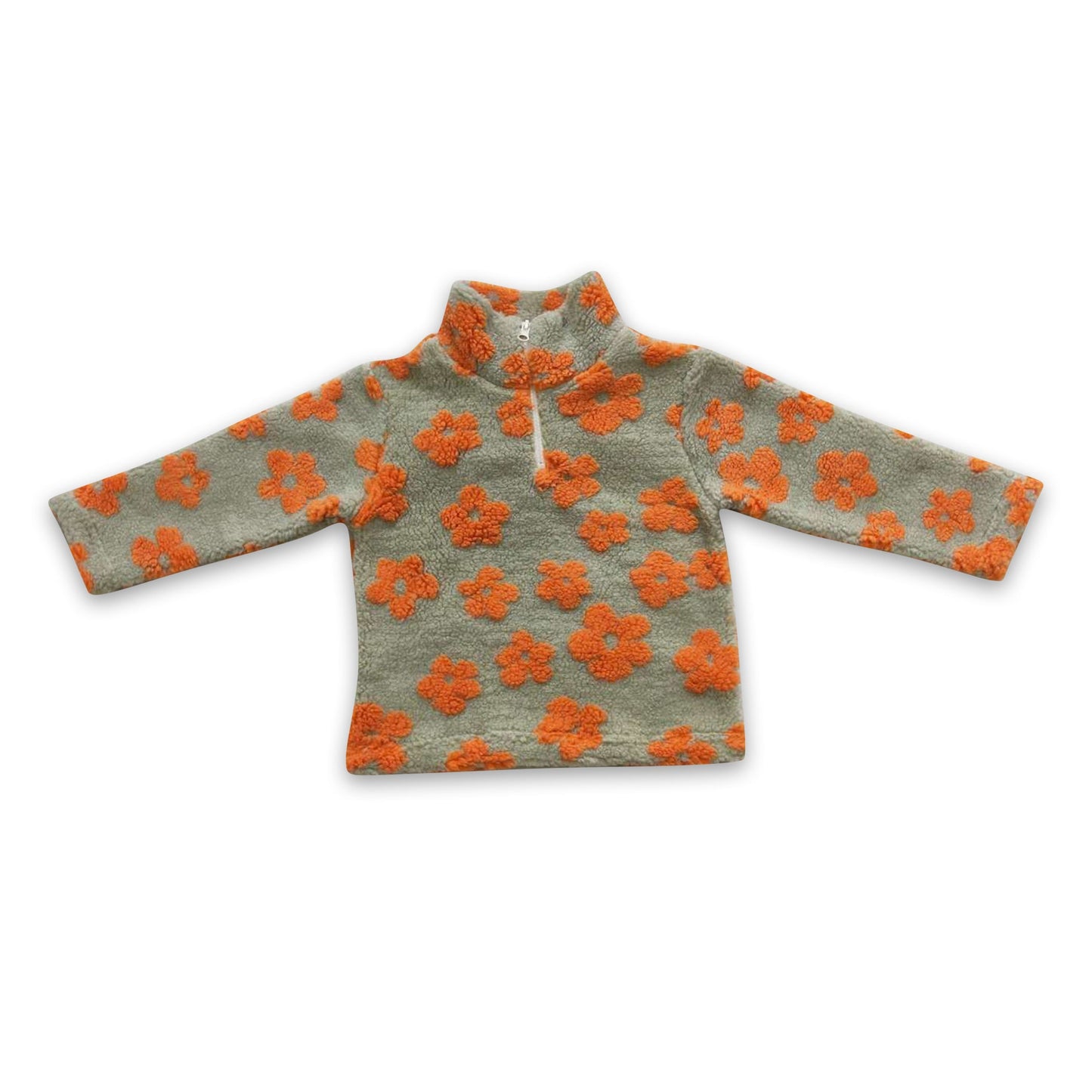 Orange flower thick kids girls pullover