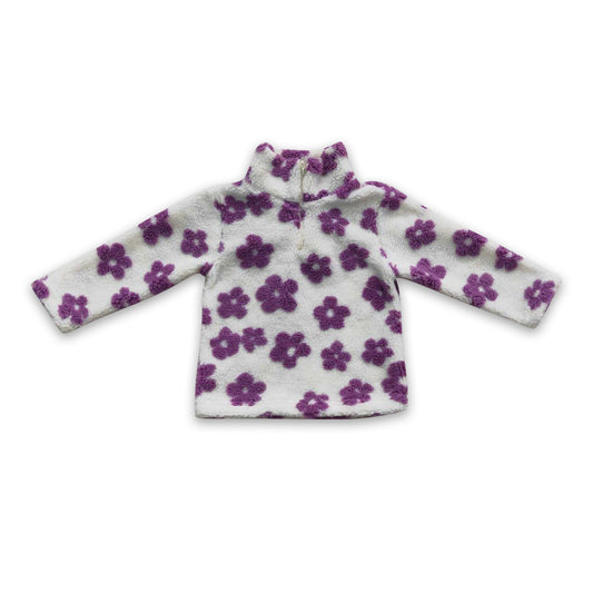 Purple flower thick kids girls pullover