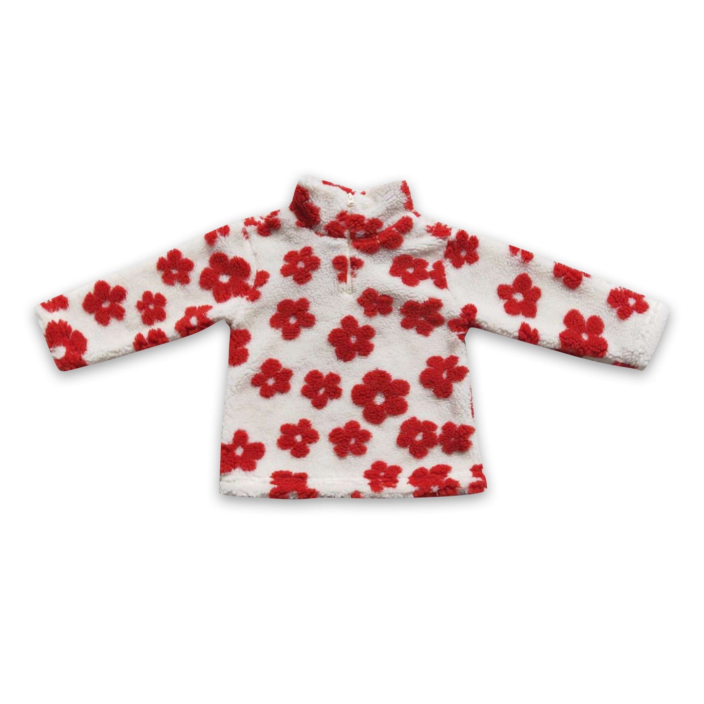 Red flower thick kids girls pullover
