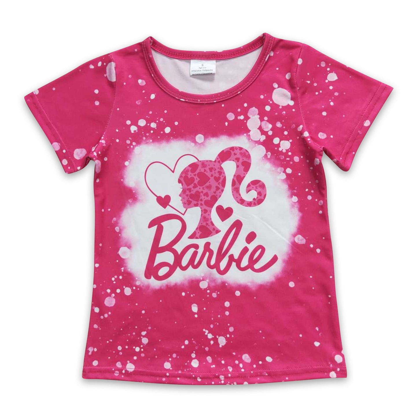 Short sleeves heart bleached party girls shirt