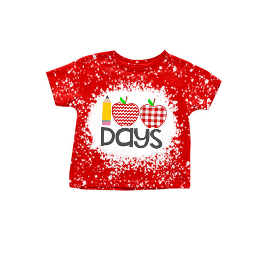 Pencil apple 100 days at school kids girls shirt