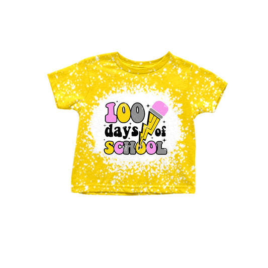 Yellow pencil 100 days of school girls shirt