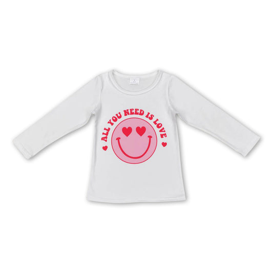 All you need is love heart smile girls valentine's shirt