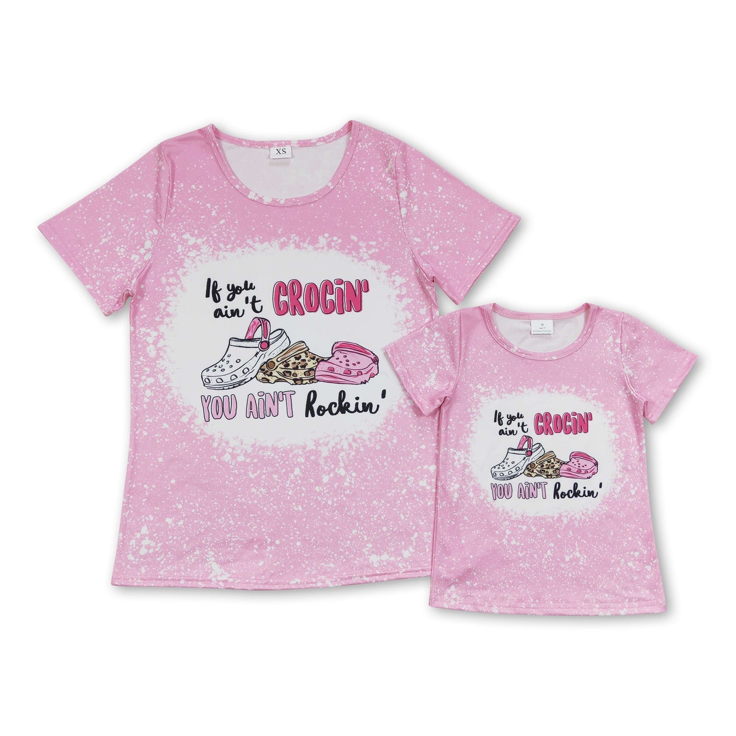 Short sleeves pink bleached sandals girls summer shirt