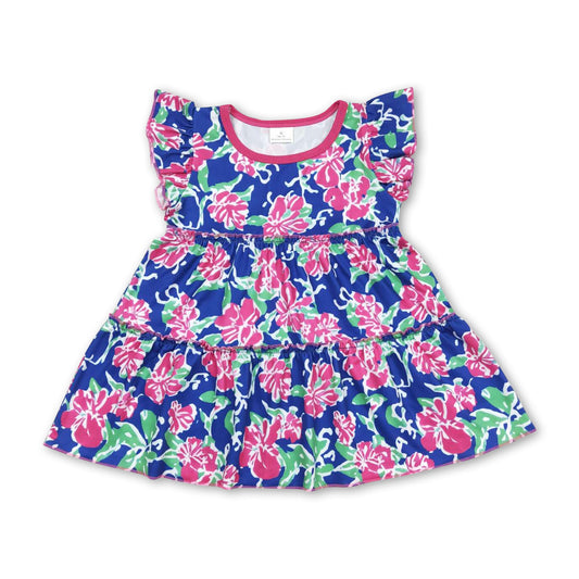 Flutter sleeves hot pink floral baby girls shirt