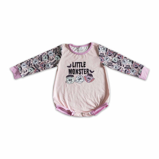 Little monster long sleeves baby girls Halloween rompers