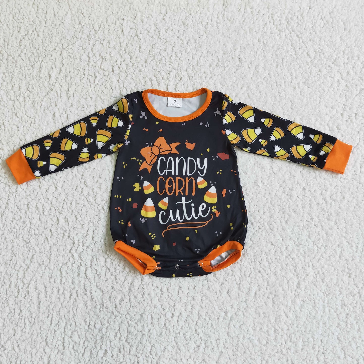 Candy corn cutie baby children Halloween romper