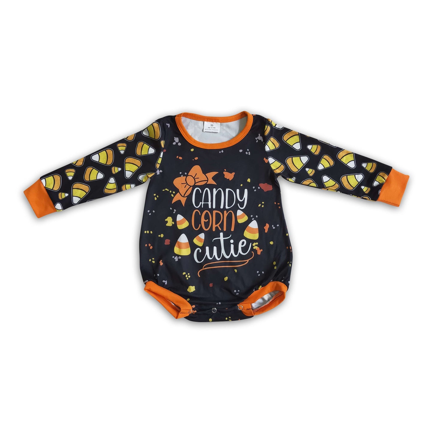 Candy corn cutie baby children Halloween romper