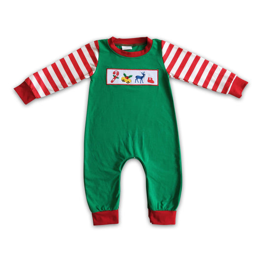 Candy cane jingle bell deer socks baby Christmas romper