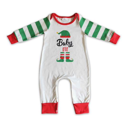 Green hat stripe mini baby kids Christmas romper