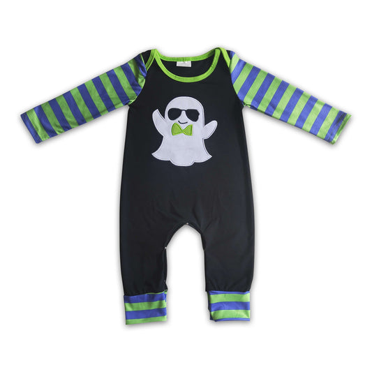 Black ghost long sleeve baby boy Halloween romper