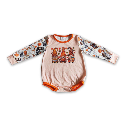 Pumpkin gnomies baby girls fall rompers