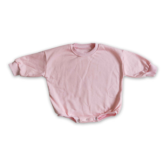 Pink cotton long sleeves baby girls sweatshirt romper
