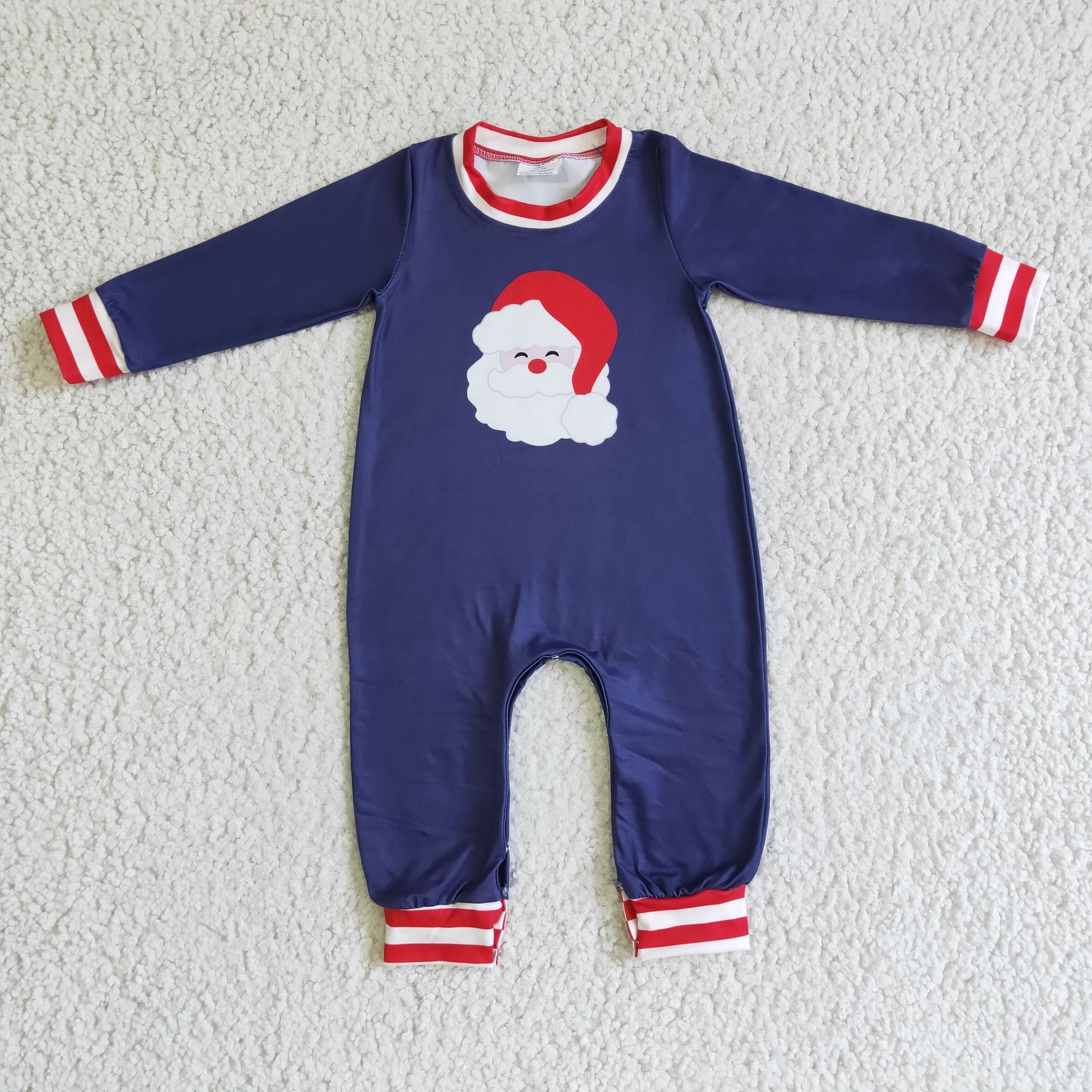 Santa navy long sleeves baby boy Christmas romper