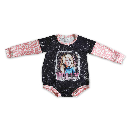 Black bleached pink sleeves baby girls singer romper