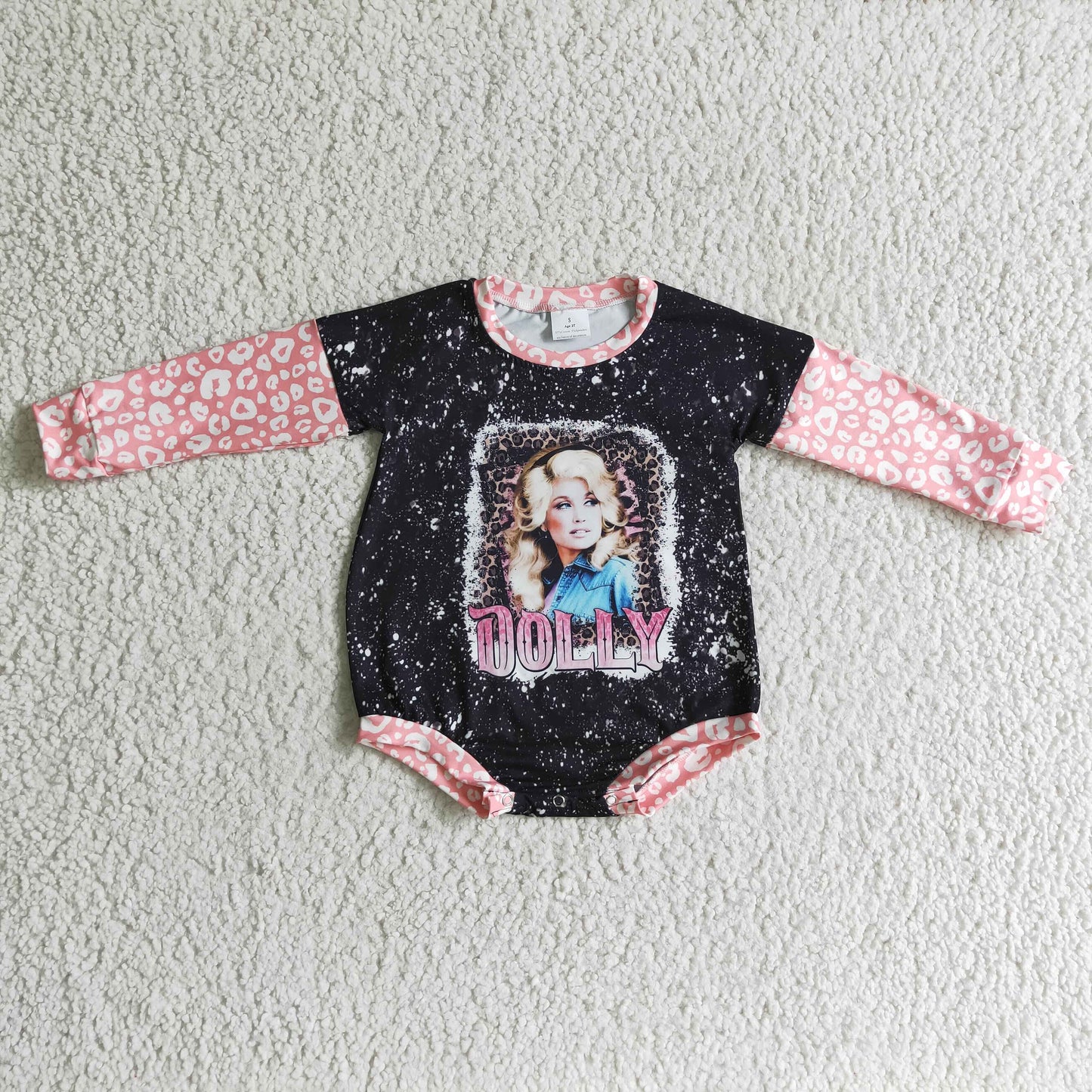 Black bleached pink sleeves baby girls singer romper